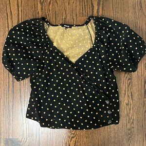 Madewell Corduroy Mid Drift Polka Dot Wrap Shirt